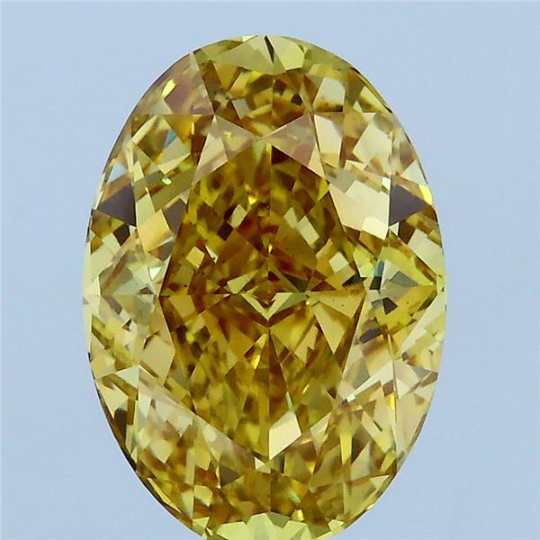 3.02 Carat Oval Lab Grown Diamond, Fancy Intense Yellow Color, VS1 Clarity