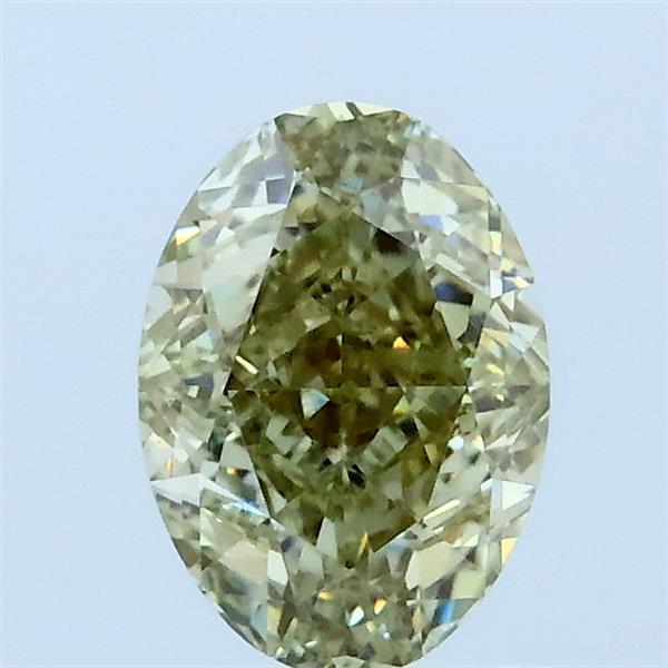 1.07 Carat Oval Lab Grown Diamond, Fancy Greenish Yellow Color, VS1 Clarity