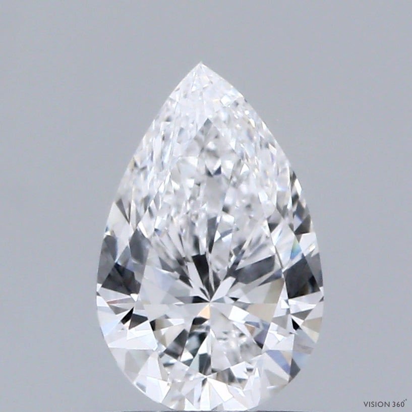 0.85 Carat Pear Lab Grown Diamond, Very Good Polish, D Color, VVS2 Clarity