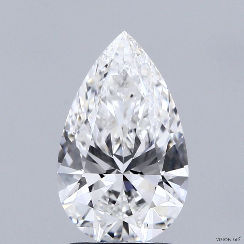 1.84 Carat Pear Lab Grown Diamond, Excellent Polish, E Color, VVS2 Clarity