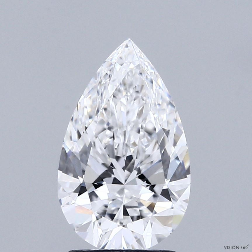 1.92 Carat Pear Lab Grown Diamond, Excellent Polish, E Color, VVS2 Clarity