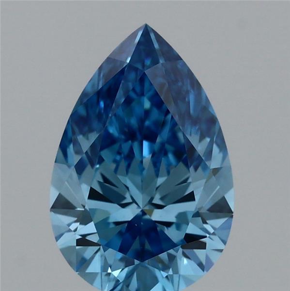 1.21 Carat Pear Lab Grown Diamond, Fancy Vivid Blue Color, VS1 Clarity