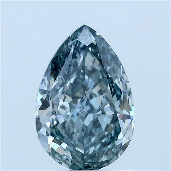 1.07 Carat Pear Lab Grown Diamond, Fancy Intense Green Blue Color, VS1 Clarity