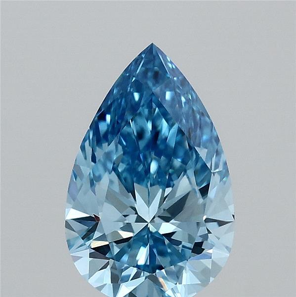 1.35 Carat Pear Lab Grown Diamond, Fancy Vivid Blue Color, VS1 Clarity