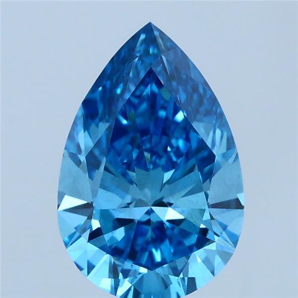 2.04 Carat Pear Lab Grown Diamond, Fancy Vivid Blue Color, SI1 Clarity