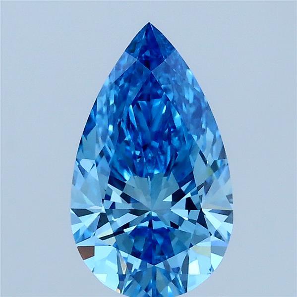 1.09 Carat Pear Lab Grown Diamond, Fancy Vivid Blue Color, VVS1 Clarity