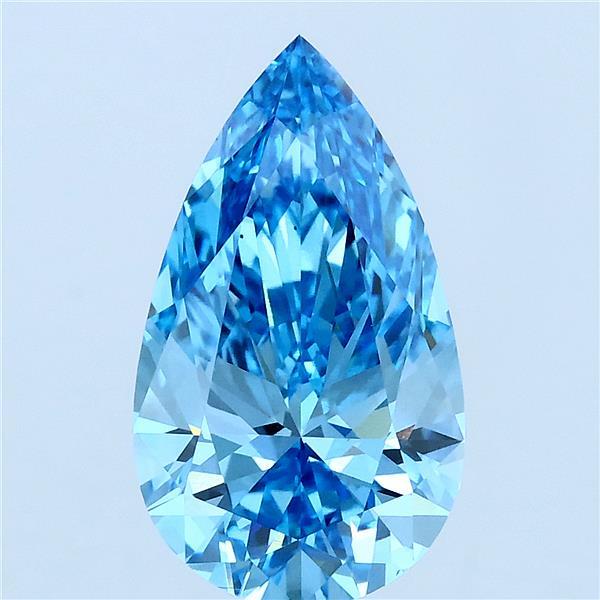 3.01 Carat Pear Lab Grown Diamond, Fancy Vivid Blue Color, VS1 Clarity