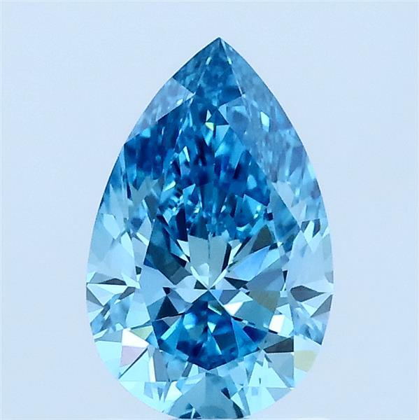 1.03 Carat Pear Lab Grown Diamond, Fancy Vivid Blue Color, VS1 Clarity