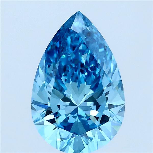 1.52 Carat Pear Lab Grown Diamond, Fancy Vivid Blue Color, VS1 Clarity