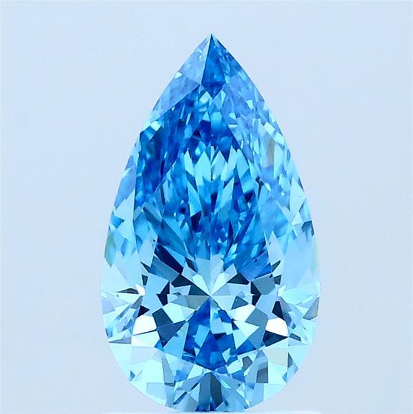 1.00 Carat Pear Lab Grown Diamond, Fancy Vivid Blue Color, VS1 Clarity