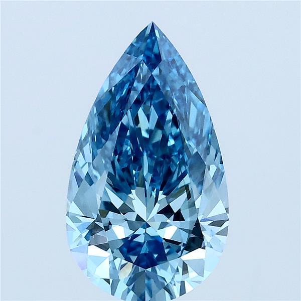 2.10 Carat Pear Lab Grown Diamond, Fancy Vivid Blue Color, VS2 Clarity