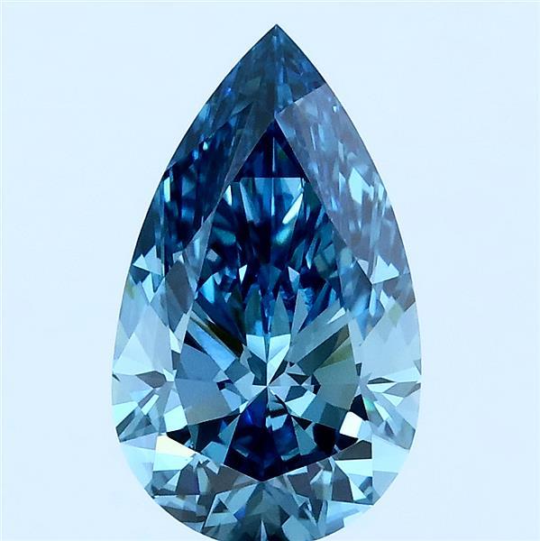 2.01 Carat Pear Lab Grown Diamond, Fancy Vivid Blue Color, VS1 Clarity