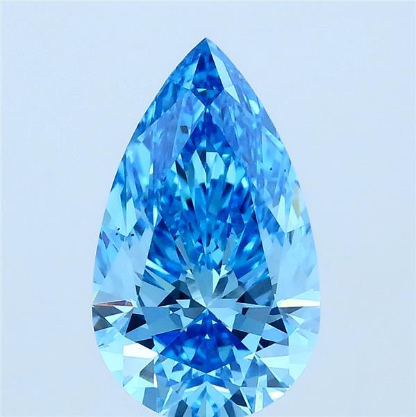 2.01 Carat Pear Lab Grown Diamond, Fancy Vivid Blue Color, VS1 Clarity