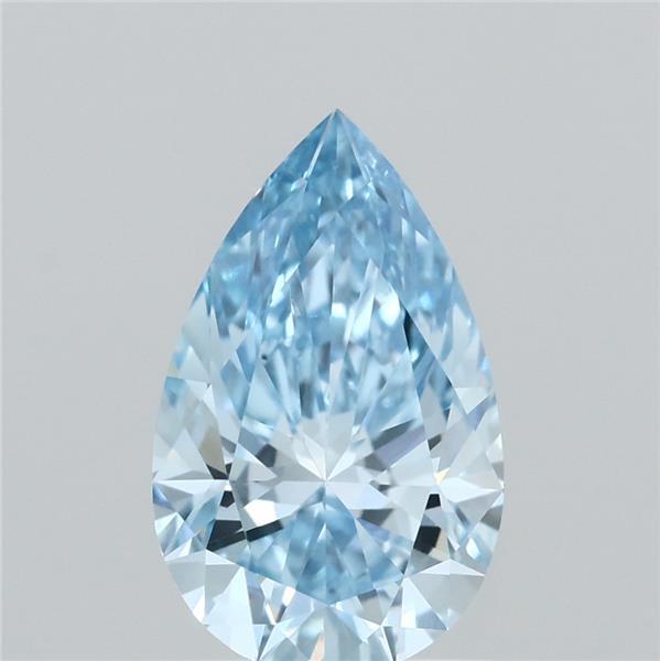 1.16 Carat Pear Lab Grown Diamond, Fancy Vivid Blue Color, VVS2 Clarity