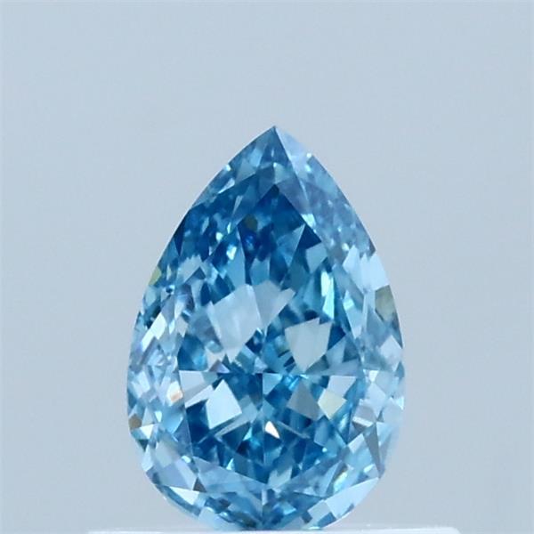 0.59 Carat Pear Lab Grown Diamond, Fancy Vivid Blue Color, VVS2 Clarity
