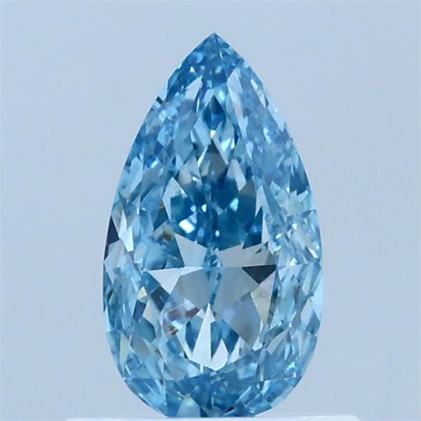 0.68 Carat Pear Lab Grown Diamond, Fancy Vivid Blue Color, VVS1 Clarity