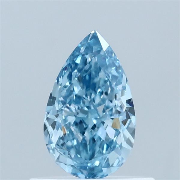 0.57 Carat Pear Lab Grown Diamond, Fancy Vivid Blue Color, VVS2 Clarity