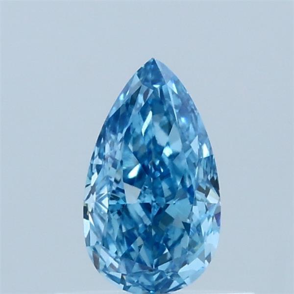 0.53 Carat Pear Lab Grown Diamond, Fancy Vivid Blue Color, VVS2 Clarity