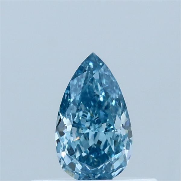 0.38 Carat Pear Lab Grown Diamond, Fancy Vivid Blue Color, VS1 Clarity