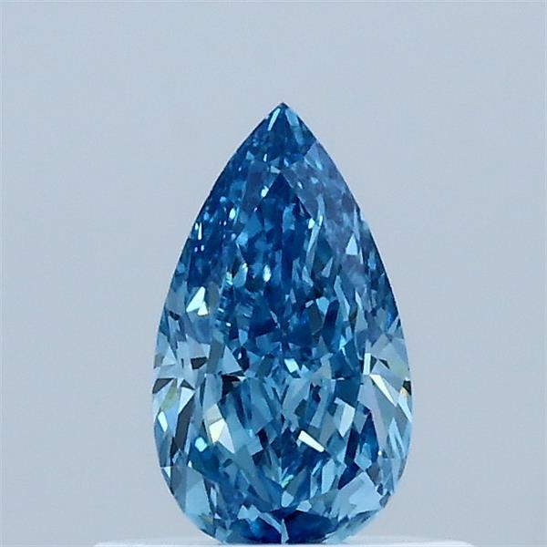 0.53 Carat Pear Lab Grown Diamond, Fancy Vivid Blue Color, VVS2 Clarity