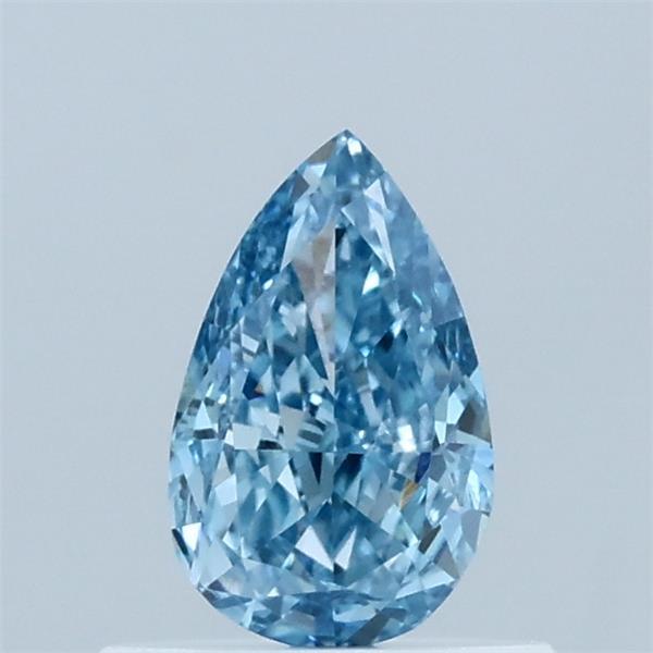0.57 Carat Pear Lab Grown Diamond, Fancy Vivid Blue Color, VVS2 Clarity