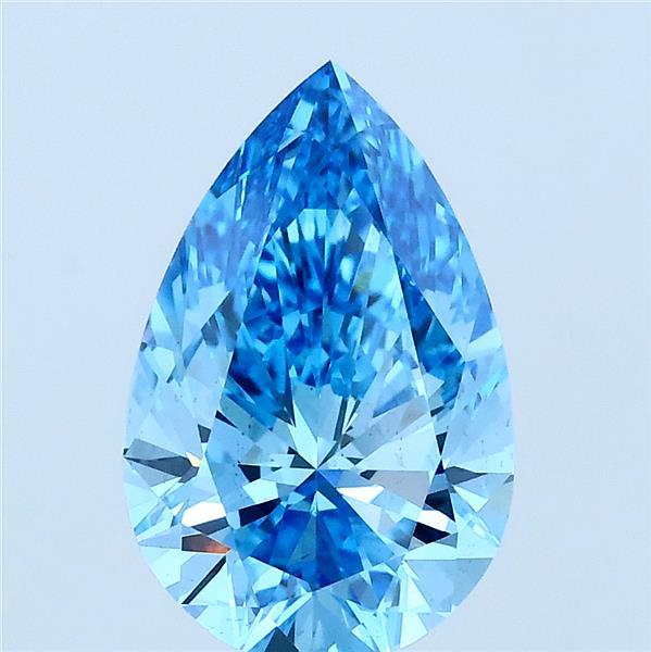 2.17 Carat Pear Lab Grown Diamond, Fancy Vivid Blue Color, VS2 Clarity