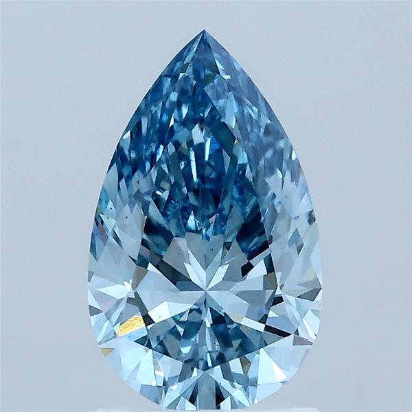 1.50 Carat Pear Lab Grown Diamond, Fancy Vivid Blue Color, VS2 Clarity