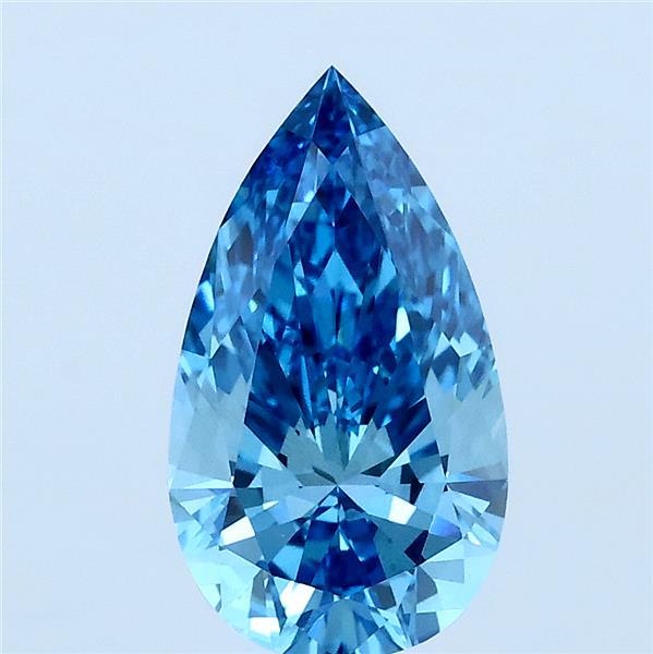 1.52 Carat Pear Lab Grown Diamond, Fancy Vivid Blue Color, VS2 Clarity