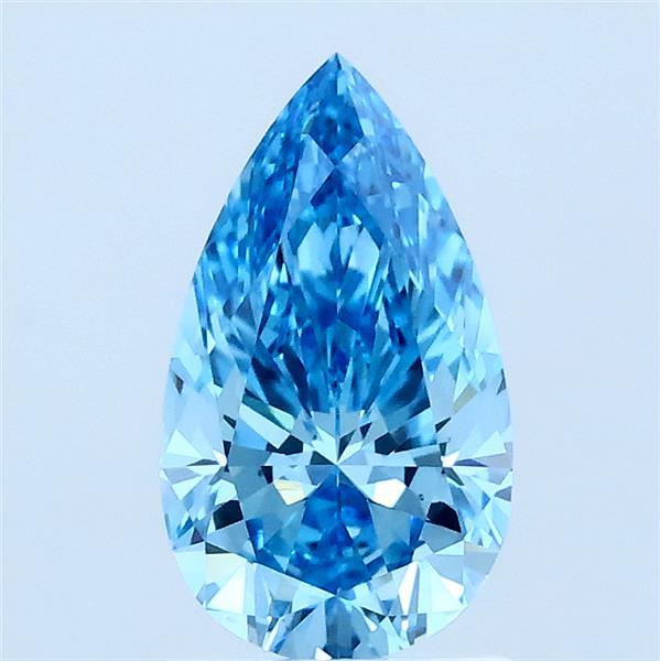 1.07 Carat Pear Lab Grown Diamond, Fancy Vivid Blue Color, VS1 Clarity