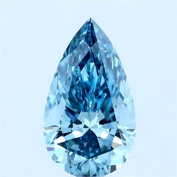 1.01 Carat Pear Lab Grown Diamond, Fancy Vivid Blue Color, VS2 Clarity