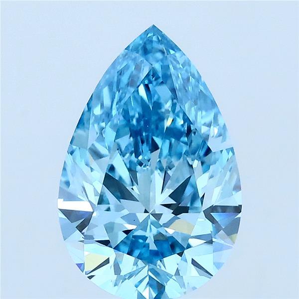 2.00 Carat Pear Lab Grown Diamond, Fancy Vivid Blue Color, VS1 Clarity