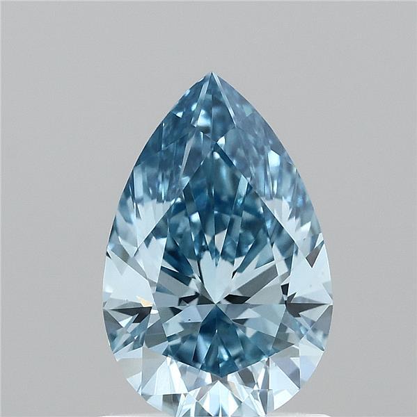 1.07 Carat Pear Lab Grown Diamond, Fancy Vivid Blue Color, VS1 Clarity