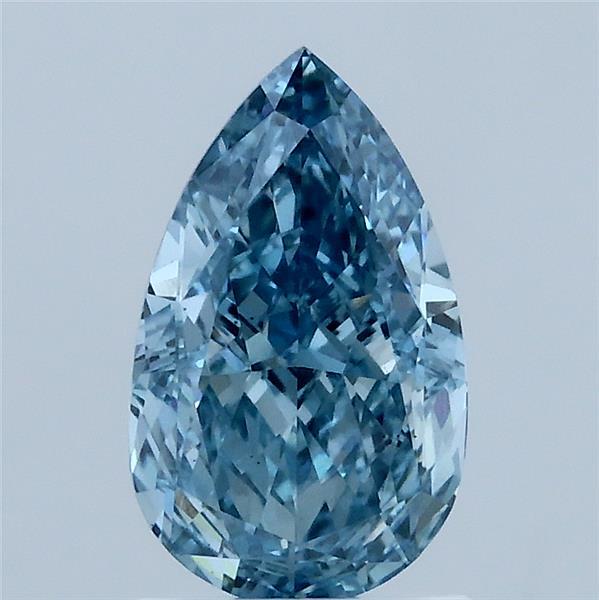 1.53 Carat Pear Lab Grown Diamond, Fancy Vivid Blue Color, VS1 Clarity