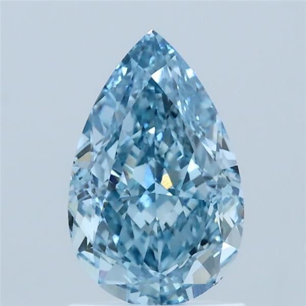 1.52 Carat Pear Lab Grown Diamond, Fancy Vivid Blue Color, VVS2 Clarity