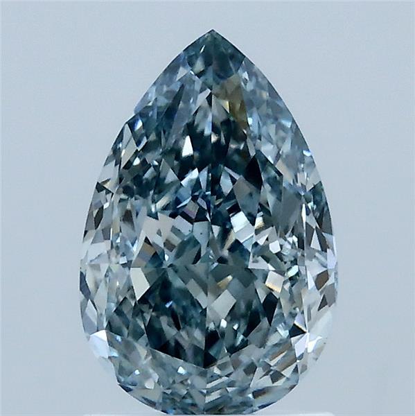 1.57 Carat Pear Lab Grown Diamond, Fancy Intense Greenish Blue Color, VS1 Clarity
