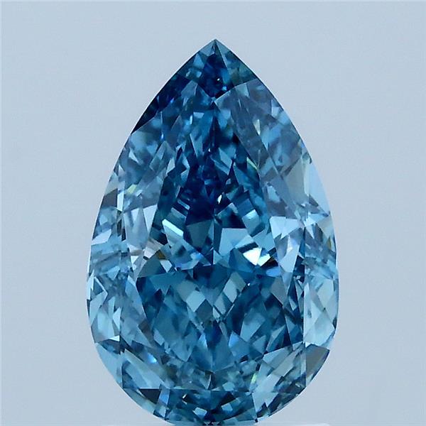 2.03 Carat Pear Lab Grown Diamond, Fancy Vivid Blue Color, VS1 Clarity