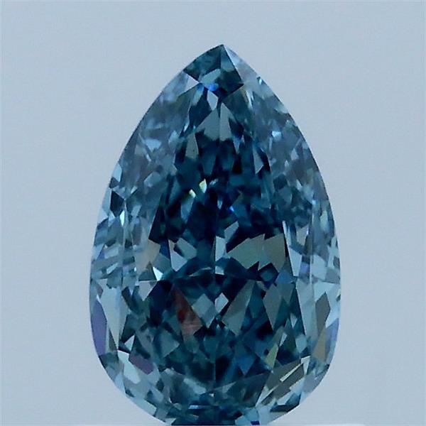 1.02 Carat Pear Lab Grown Diamond, Fancy Vivid Green Blue Color, VS1 Clarity