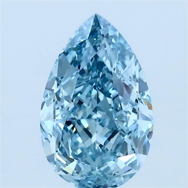 1.03 Carat Pear Lab Grown Diamond, Fancy Intense Blue Color, VVS2 Clarity