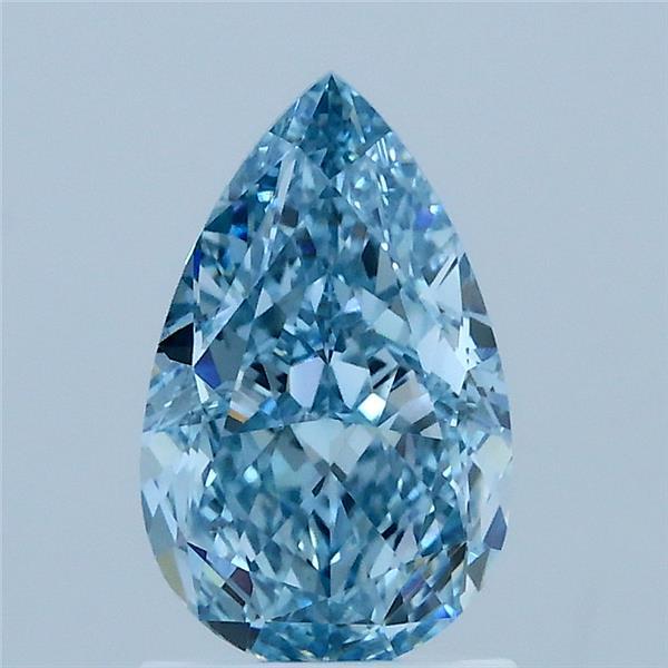 1.56 Carat Pear Lab Grown Diamond, Fancy Vivid Blue Color, VS1 Clarity