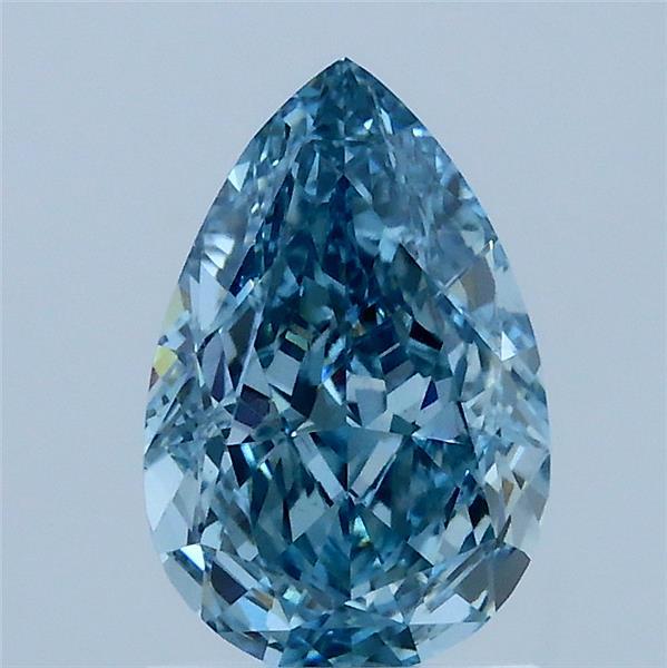 1.61 Carat Pear Lab Grown Diamond, Fancy Vivid Blue Color, VS1 Clarity