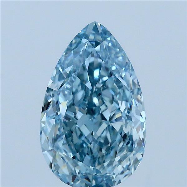 2.10 Carat Pear Lab Grown Diamond, Fancy Intense Blue Color, VVS2 Clarity