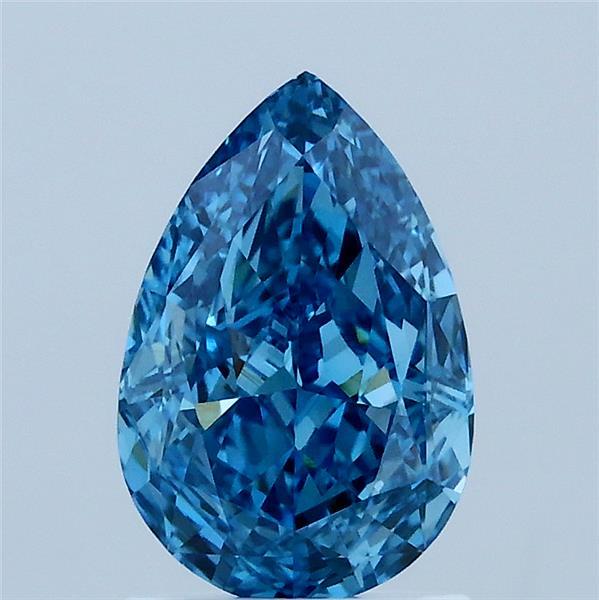 1.57 Carat Pear Lab Grown Diamond, Fancy Vivid Blue Color, VVS2 Clarity