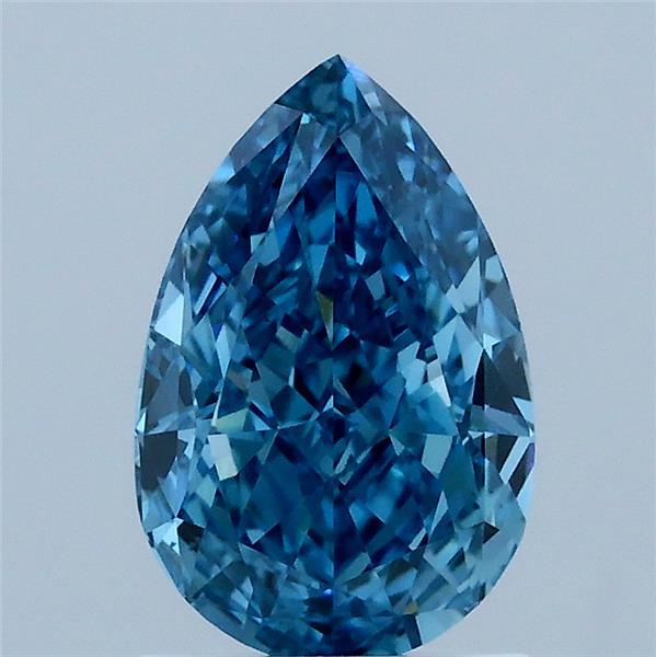 1.58 Carat Pear Lab Grown Diamond, Fancy Vivid Blue Color, VS1 Clarity