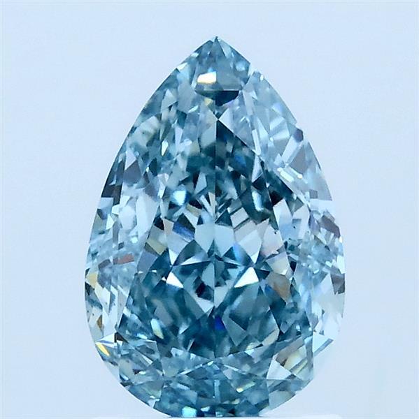 1.65 Carat Pear Lab Grown Diamond, Fancy Vivid Blue Color, VS1 Clarity