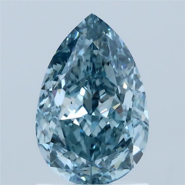 1.54 Carat Pear Lab Grown Diamond, Fancy Vivid Blue Color, VVS2 Clarity
