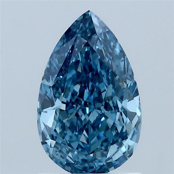 1.52 Carat Pear Lab Grown Diamond, Fancy Vivid Blue Color, VVS2 Clarity