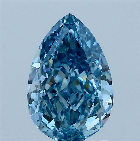 2.01 Carat Pear Lab Grown Diamond, Fancy Vivid Blue Color, VS2 Clarity