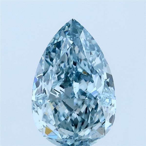 2.03 Carat Pear Lab Grown Diamond, Fancy Intense Blue Color, VS2 Clarity
