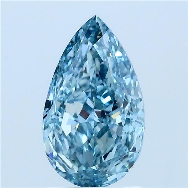 1.60 Carat Pear Lab Grown Diamond, Fancy Vivid Blue Color, VS1 Clarity