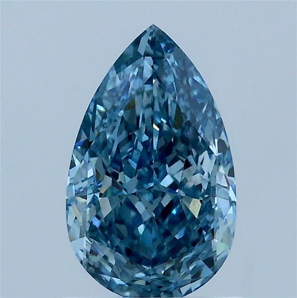 1.24 Carat Pear Lab Grown Diamond, Fancy Vivid Blue Color, VS1 Clarity